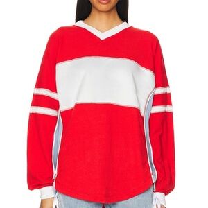 FP Movement by Free People Red Rugby Ready Layer Sweatshirt XL NWOT